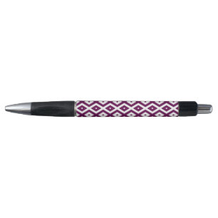 Plum paars en white diamant patroon pen