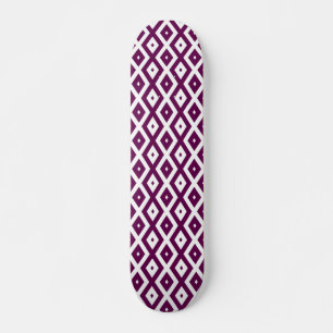 Plum paars en white diamant patroon persoonlijk skateboard