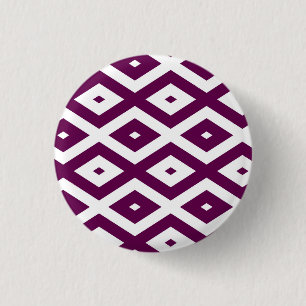 Plum paars en white diamant patroon ronde button 3,2 cm