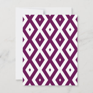 Plum paars en white diamant patroon RSVP kaartje