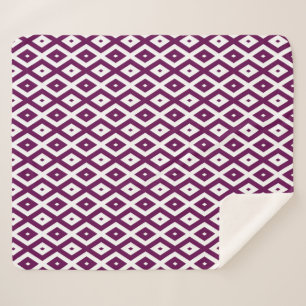 Plum paars en white diamant patroon sherpa deken