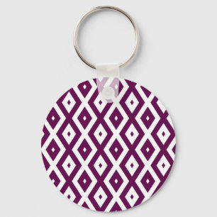 Plum paars en white diamant patroon sleutelhanger
