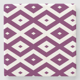 Plum paars en white diamant patroon stenen onderzetter