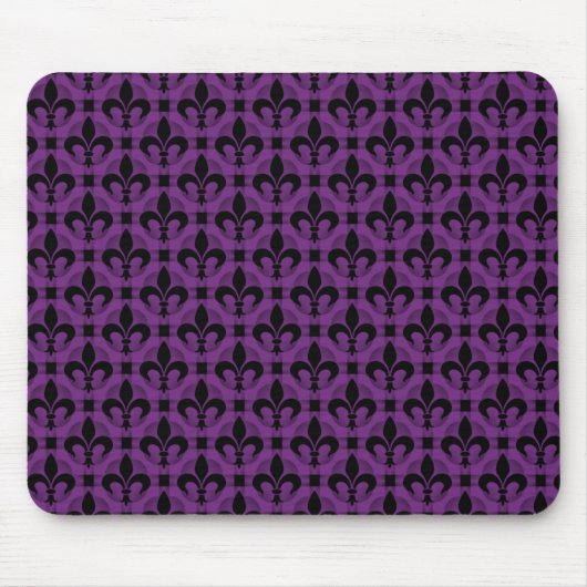 Plum Paars Fancy Fleur de lis Mousepad Muismat (Voorkant)