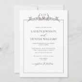 Plum Paars Floral Border Monogram Weddenschap Kaart (Voorkant)