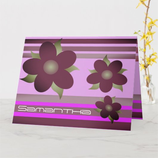 Plum Paars Floral Kaart (Gele Bloem)