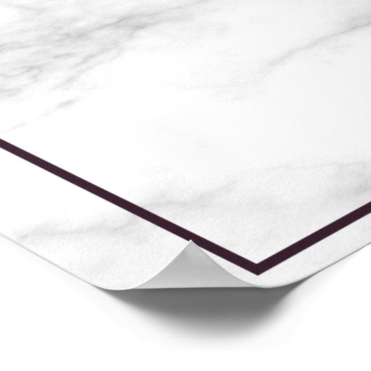 Plum Paars Floral Marble Wedding Programme Poster (Hoek)