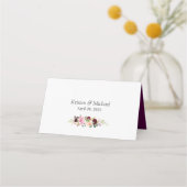 Plum Paars Floral Modern Roos Gold Wedding Plaatskaartje (Achterkant)