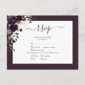 Plum Paars Floral Script Wedding RSVP Uitnodiging Briefkaart (Voorkant)