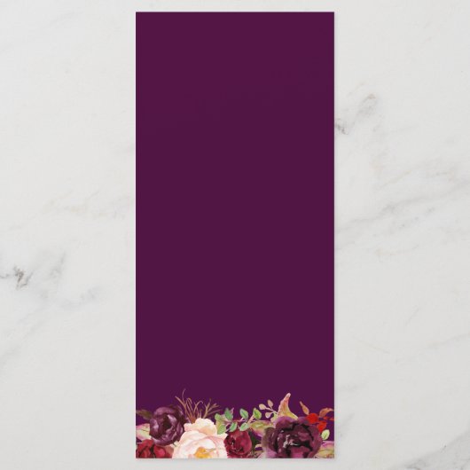Plum Paars Floral Silver Gray Wedding Menu Kaart (Achterkant)