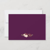 Plum Paars Floral Silver Gray Wedding RSVP (Achterkant)