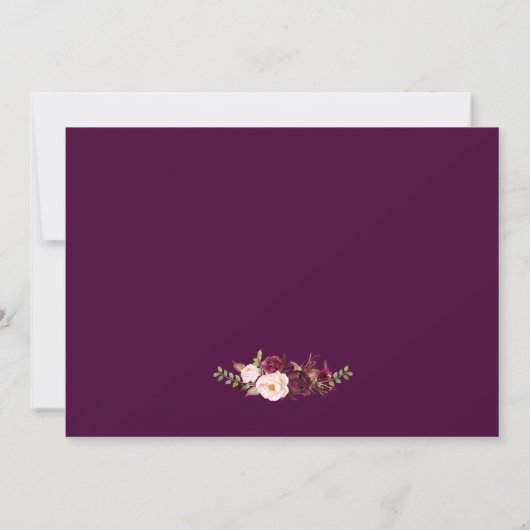 Plum Paars Floral Silver Grey Save the Date (Achterkant)