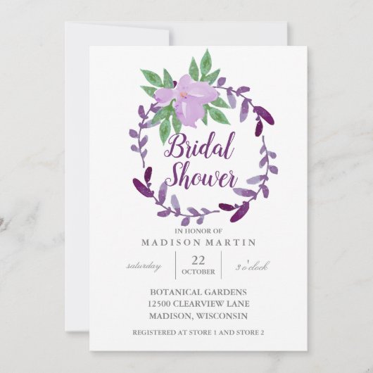 Plum Paars Floral Vine Simple Chic Vrijgezellenfee Kaart (Voorkant)