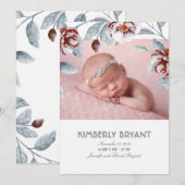 Plum Paars Floral Waterverf Sweet Baby Birth Aankondiging (Voorkant / Achterkant)