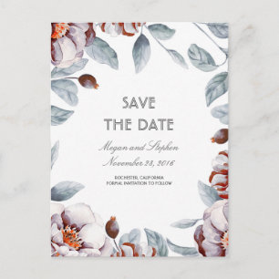Plum Paars Floral Waterverven Boho Save the Date Aankondigingskaart