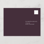 Plum Paars Floral Wood Lace Rustic Wedding RSVP Uitnodiging Briefkaart (Achterkant)