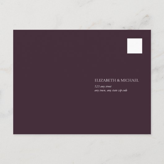 Plum Paars Floral Wood Lace Rustic Wedding RSVP Uitnodiging Briefkaart (Achterkant)