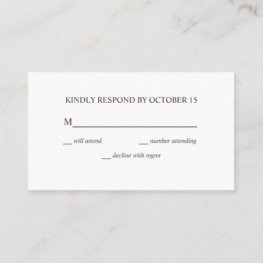 Plum Paars Flower Marble Herfst Winter Wedding RSV Informatiekaartje (Achterkant)