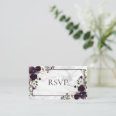 Plum Paars Flower Marble Herfst Winter Wedding RSV Informatiekaartje (Staand voorkant)