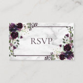 Plum Paars Flower Marble Herfst Winter Wedding RSV Informatiekaartje (Voorkant)