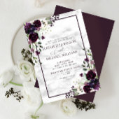 Plum Paars Flower Waterverf Marble Fall Wedding Kaart