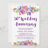Plum Paars Garden 50th Wedding Jubileum Party Kaart (Voorkant)