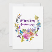 Plum Paars Garden 50th Wedding Jubileum Party Kaart (Achterkant)