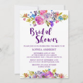 Plum Paars Garden Bridal Shower Invitation Kaart (Voorkant)