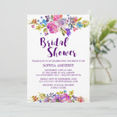 Plum Paars Garden Bridal Shower Invitation Kaart (Staand voorkant)