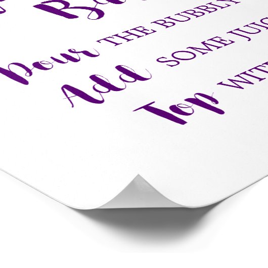 Plum Paars Garden Mimosa Bar Sign. Poster (Hoek)