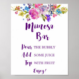 Plum Paars Garden Mimosa Bar Sign. Poster