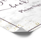 Plum Paars Gold Floral Marble Guest Book Sign. Poster (Hoek)