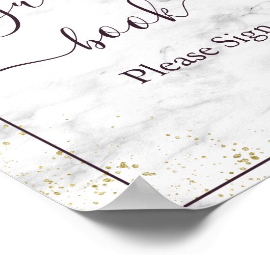 Plum Paars Gold Floral Marble Guest Book Sign. Poster (Hoek)