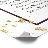 Plum Paars Gold Floral Marble Wedding Seating Seat Poster (Hoek)