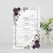 Plum Paars Gold Floral Waterverf marmer Wedding (Staand voorkant)