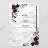 Plum Paars Gold Floral Waterverf marmer Wedding (Voorkant / Achterkant)