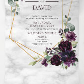 Plum Paars Gold Geometric Marble Foto Drieluik Uitnodiging (Binnenkant midden)