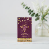 Plum Paars Gold Glitter Honey Bemaar Imker Visitekaartje (Staand voorkant)
