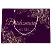 Plum Paars & Gold Lace Elegant Bridesmaid Groot Cadeauzakje (Voorkant)