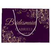 Plum Paars & Gold Lace Elegant Bridesmaid Groot Cadeauzakje (Achterkant)