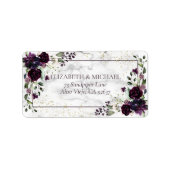 Plum Paars Gold Marble Fall Weddenschap Etiket (Voorkant)