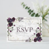 Plum Paars Gold Marble Fall Wedding RSVP (Staand voorkant)