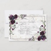 Plum Paars Gold Marble Fall Wedding RSVP (Achterkant)