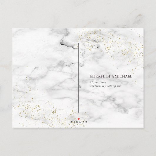 Plum Paars Gold Marble Fall Wedding RSVP Uitnodiging Briefkaart (Achterkant)