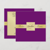 Plum Paars Gold Metal Monogram Formele Uitnodiging (Voorkant / Achterkant)
