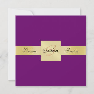 Plum Paars Gold Metal Monogram Formele Uitnodiging