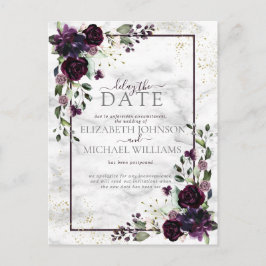 Plum Paars Gold Waterverf Marble Delay The Date Feestdagenkaart