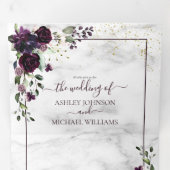 Plum Paars Gold Waterverf Marble Fall Wedding Drieluik Uitnodiging (Binnenzijde eerst)