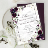 Plum Paars Gold Waterverf Marble Fall Wedding Kaart