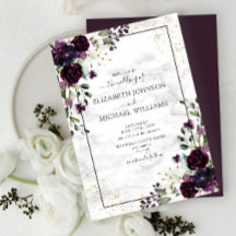 Plum Paars Gold Waterverf Marble Fall Wedding